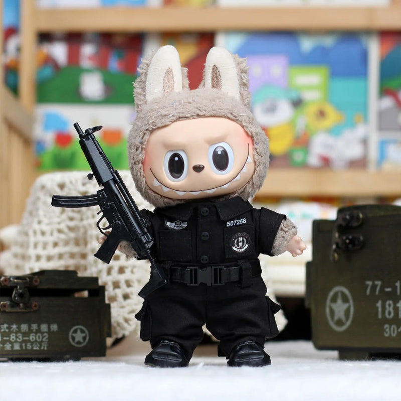 Labubu Police Costume - Security Officer Doll Clothes Halloween Outfit Set - BubuPop